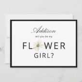 Minimalistische Black White Bloemenmeisje Proposal Kaart (Voorkant)