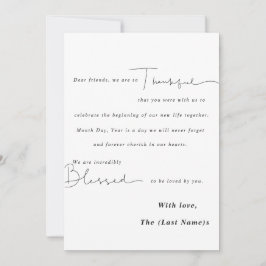 Minimalistische Black & White bruiloft bedankpas Bedankkaart