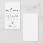 Minimalistische Black & White bruiloft welkomsttas Informatiekaartje (Voorkant / Achterkant)