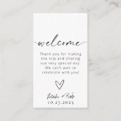 Minimalistische Black & White bruiloft welkomsttas Informatiekaartje (Voorkant)