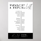 Minimalistische Black & White Business prijslijst Poster (Voorkant)