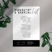 Minimalistische Black & White Business prijslijst Poster