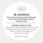 Minimalistische Black & White Candle Waarschuwing  Ronde Sticker (Voorkant)