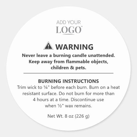 Minimalistische Black & White Candle Waarschuwing Ronde Sticker (Voorkant)