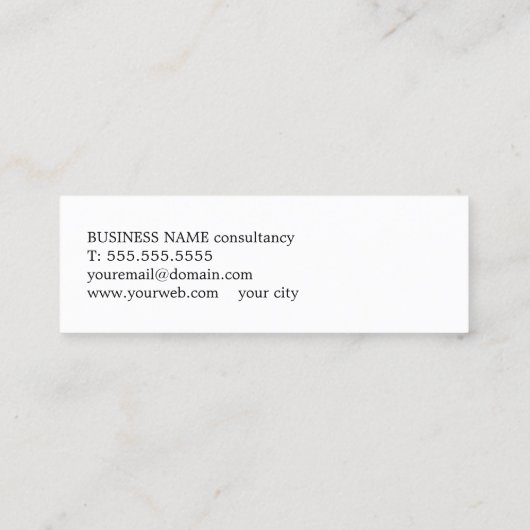 Minimalistische Black White Consultant Mini Visitekaartje (Achterkant)