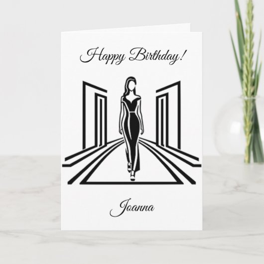 Minimalistische Black & White Diva-Happy Birthday  Feestdagen Kaart (Voorkant)