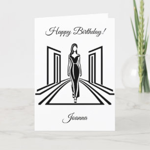 Minimalistische Black & White Diva-Happy Birthday  Feestdagen Kaart