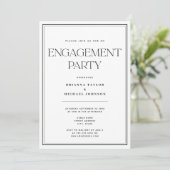 Minimalistische Black & White Engagement Party Kaart (Staand voorkant)