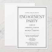 Minimalistische Black & White Engagement Party Kaart (Voorkant / Achterkant)