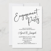 Minimalistische Black White Engagement Party Kaart (Voorkant)