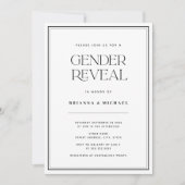 Minimalistische Black & White Gender Reveal Kaart (Voorkant)