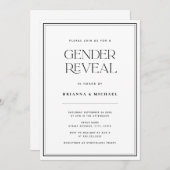 Minimalistische Black & White Gender Reveal Kaart (Voorkant / Achterkant)