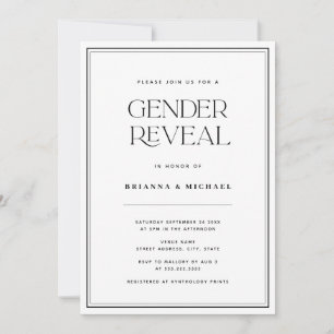 Minimalistische Black & White Gender Reveal Kaart
