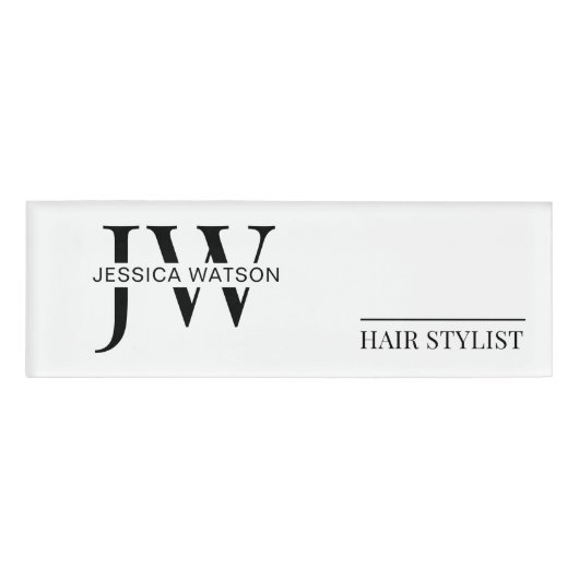 Minimalistische Black & White Haarstylist Beauty S Naambadge (Voorkant)