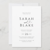 Minimalistische Black White Heart Wedding Uitnodig Kaart (Voorkant)