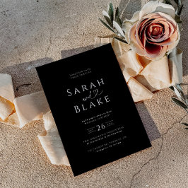 Minimalistische Black White Heart Wedding Uitnodig Kaart