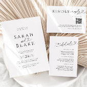 Minimalistische Black White Heart Wedding Uitnodig Kaart