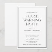 Minimalistische Black & White Housewarming Party Kaart (Voorkant / Achterkant)