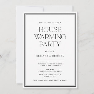 Minimalistische Black & White Housewarming Party Kaart