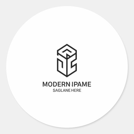 Minimalistische Black & White Modern Business Logo Ronde Sticker (Voorkant)