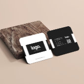 Minimalistische Black White Professional QR-code Vierkante Visitekaartje