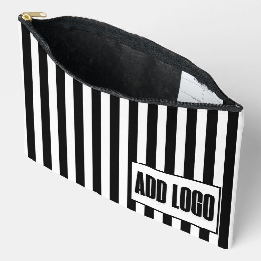 Minimalistische Black & White Stripes Zakelijke Lo Etui (Open)