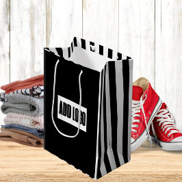 Minimalistische Black & White Stripes Zakelijke Lo Medium Cadeauzakje