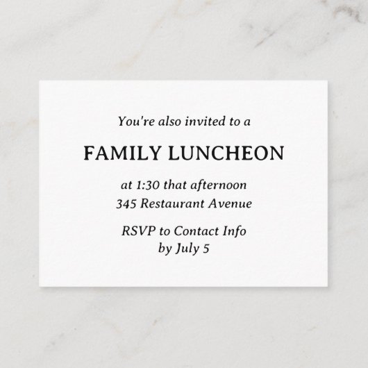 Minimalistische Black & White Tempel & Maaltijd Ui Informatiekaartje (Achterkant)