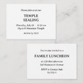 Minimalistische Black & White Tempel & Maaltijd Ui Informatiekaartje (Voorkant / Achterkant)