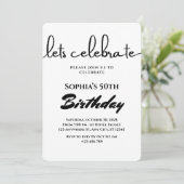 Minimalistische Black & White verjaardagsuitnodigi Kaart (Staand voorkant)