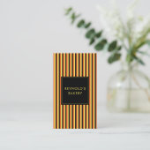 Minimalistische Black & Yellow Stripes Bakery QR-c Visitekaartje (Staand voorkant)