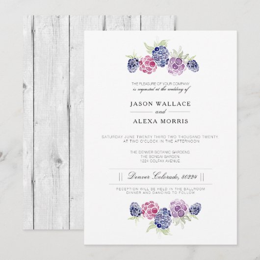 Minimalistische BlackBerry-Waterverf | Elegante br Kaart (Voorkant / Achterkant)