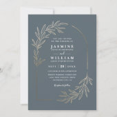 Minimalistische Blad Elegante Moderne QR Code Huwe Kaart (Voorkant)