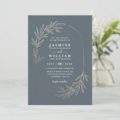 Minimalistische Blad Elegante Moderne QR Code Huwe Kaart (Staand voorkant)