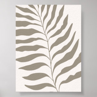 Minimalistische bladdruk in neutrale beige kunst poster