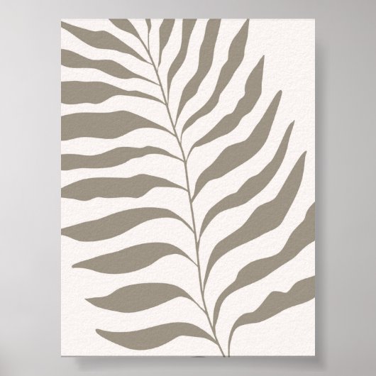 Minimalistische bladdruk in neutrale beige kunst poster (Voorkant)