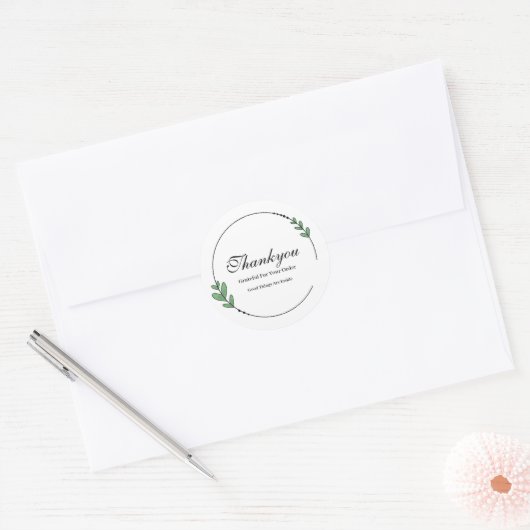 Minimalistische bladeenvoudige Dank u Sticker (Envelop)