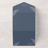 Minimalistische bladeren delicate bruiloft all in one uitnodiging (Buitenkant)