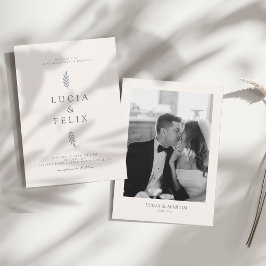 Minimalistische bladeren delicate foto bruiloft kaart