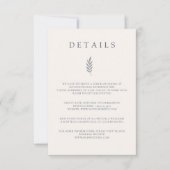 Minimalistische bladeren Delicate Wedding Details  Kaart (Voorkant)