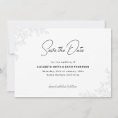 Minimalistische bladeren & fotoscript eindelijk br save the date (Achterkant)