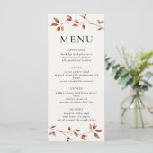 Minimalistische bladeren moderne herfst bruiloft menu (Staand voorkant)
