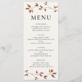 Minimalistische bladeren moderne herfst bruiloft menu (Voorkant)