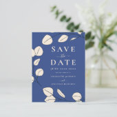 Minimalistische bladeren moderne stijlvolle blauwe uitnodiging briefkaart (Staand voorkant)