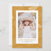 Minimalistische bladeren Patroon Happy Thanksgivin Feestdagenkaart (Voorkant)