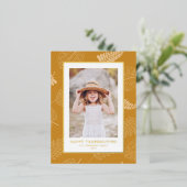 Minimalistische bladeren Patroon Happy Thanksgivin Folie Feestdagen Briefkaart (Staand Voorkant)