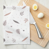 Minimalistische bladeren patroon keukenhanddoek (Quarter Fold)