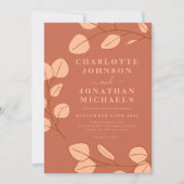Minimalistische bladeren Terracotta Fall Wedding Kaart (Voorkant)