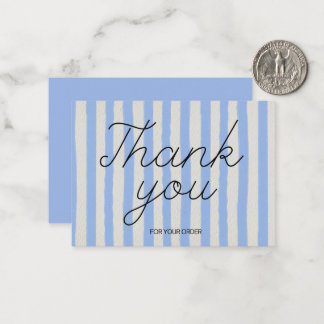 Minimalistische Blau Bedankt voor uw bestelkaart Notitiekaartje