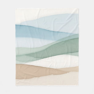 Minimalistische Blau Beige Landschap Fleece Deken